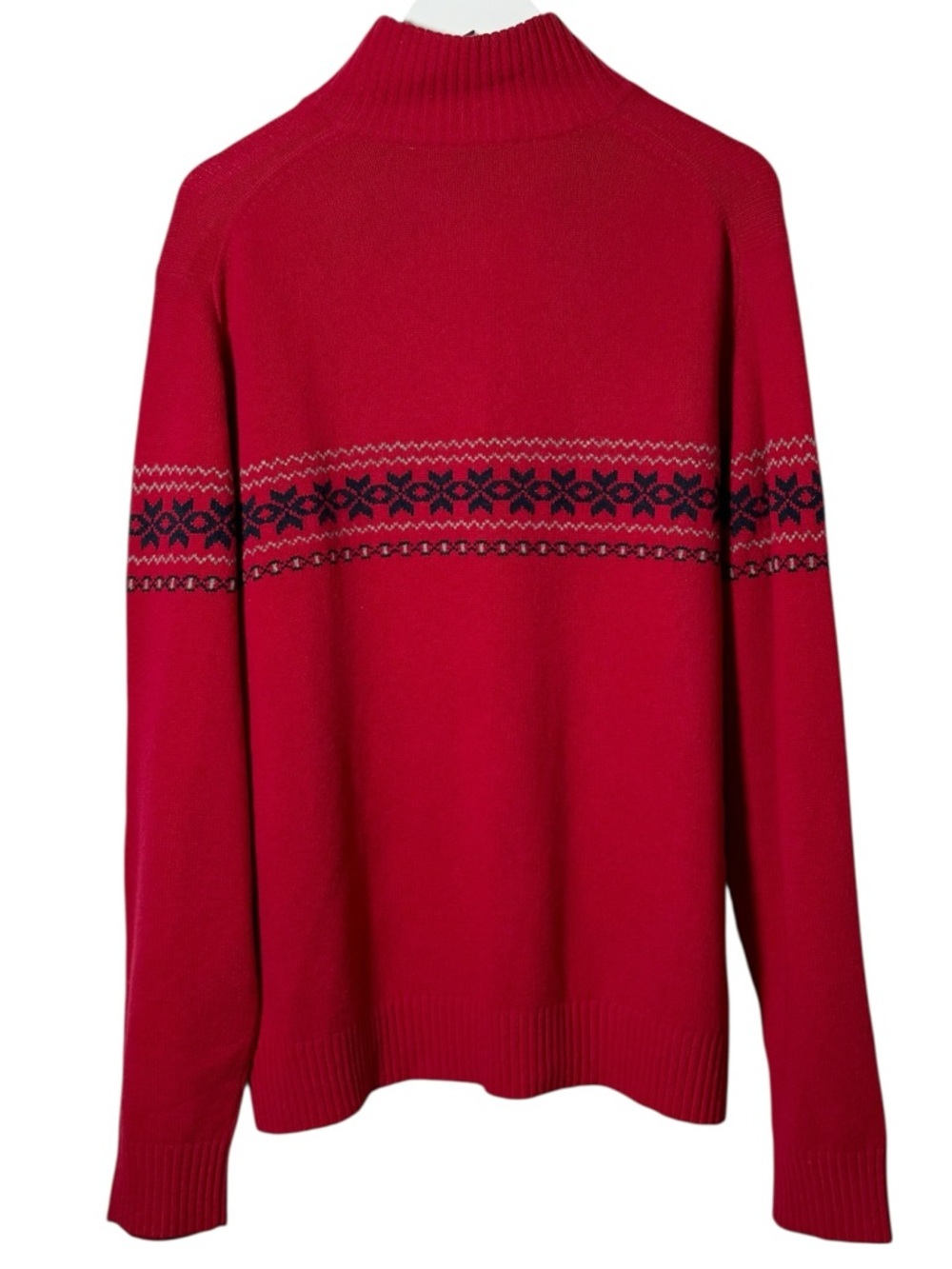 Vintage J. Crew Lambswool Fair Isle Quarter Zip Pullover in Red Size XL - Picture 4 of 9